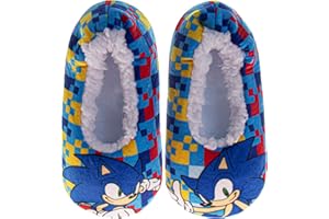 Josmo Slipper Socks for Boys - Plush Soft Cozy SlipOn Sock Slippers with Grip - Cars SpiderMan Paw Patrol TMNT Sonic Toy Story (Sizes: 5-10 Toddlers / 11-12 Little Kids)