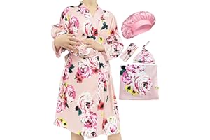WINROLA Maternity Robe with Matching Swaddle Soft Mommy Robe Receiving Blanket Set…