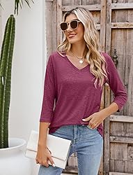 Sherosa 3/4 Sleeve Tunic Tops for Women Loose Fit