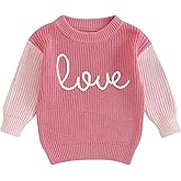 Bonangber Toddler Baby Girl Valentines Outfit Love Heart Sweet Long Sleeve Crewneck Sweater Cute Fall Winter Clothes