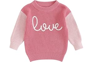Bonangber Toddler Baby Girl Valentines Outfit Love Heart Sweet Long Sleeve Crewneck Sweater Cute Fall Winter Clothes