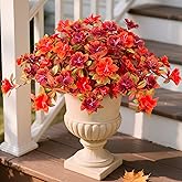 Fall Flowers Artificial for Decoration, Fake Silk Rhododendron Flowers for Outdoors, 2 Bundles Faux Azalea Outside UV Resistant No Fade Floral for Home Garden Balcony Walkway Wedding Party Decor