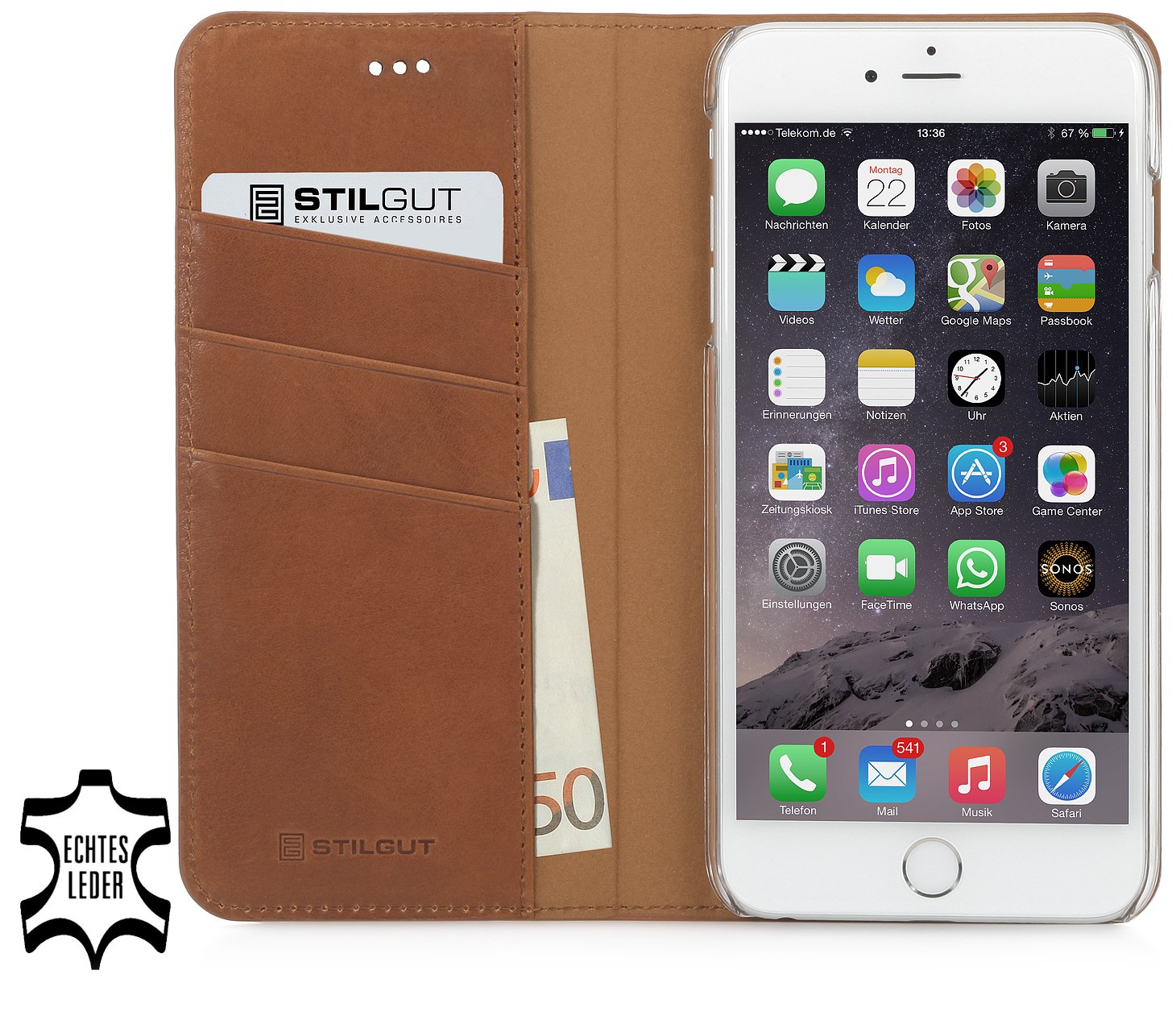 StilGut Leather Case Compatible with iPhone 6s Plus (5.5"), Cover with Card Slots, Italian Series Terracotta โ image 1
