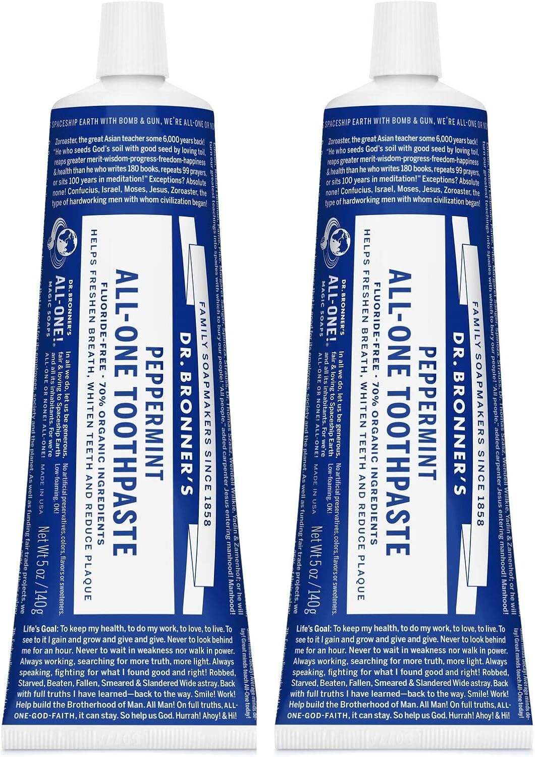 Toothpaste Peppermint Dr. Bronner's 5 oz Paste (2) by Dr. Bronner's, 140 g (Pack of 2) - Image 3