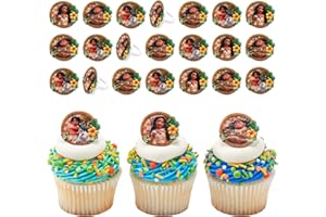 DecoPac Disney Moana 2 Rings, 24 Cupcake Decorations Featuring Disney's Moana, Maui, Simea, & Pua - 24 Pack