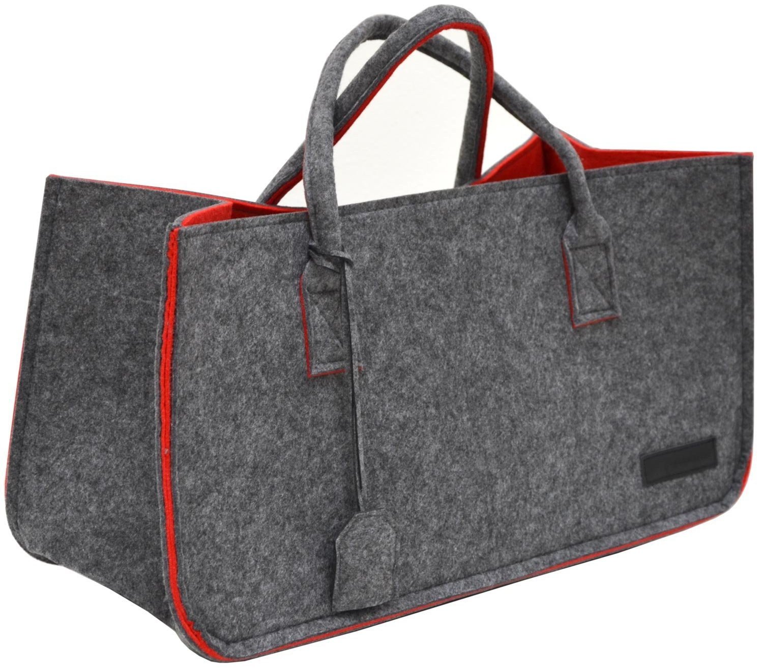 DuneDesign Artificial Felt Bag 50x25x25cm for shopping wood 25Kg Grey Red