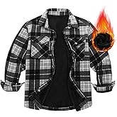 Boys Flannel Jacket,Long Sleeve Warm Sherpa Fleece Buffalo Plaid Button Down Shirt Jackets