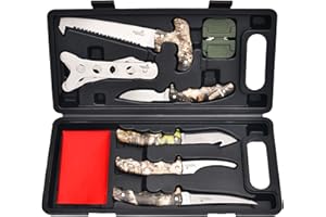 LANCERGEAR Field Dressing Kit Hunting Knife Set, Portable Hunting Accessories for Men, Hunting Stuff, Hunters, for Hunting, Survival, Fishing, Camping