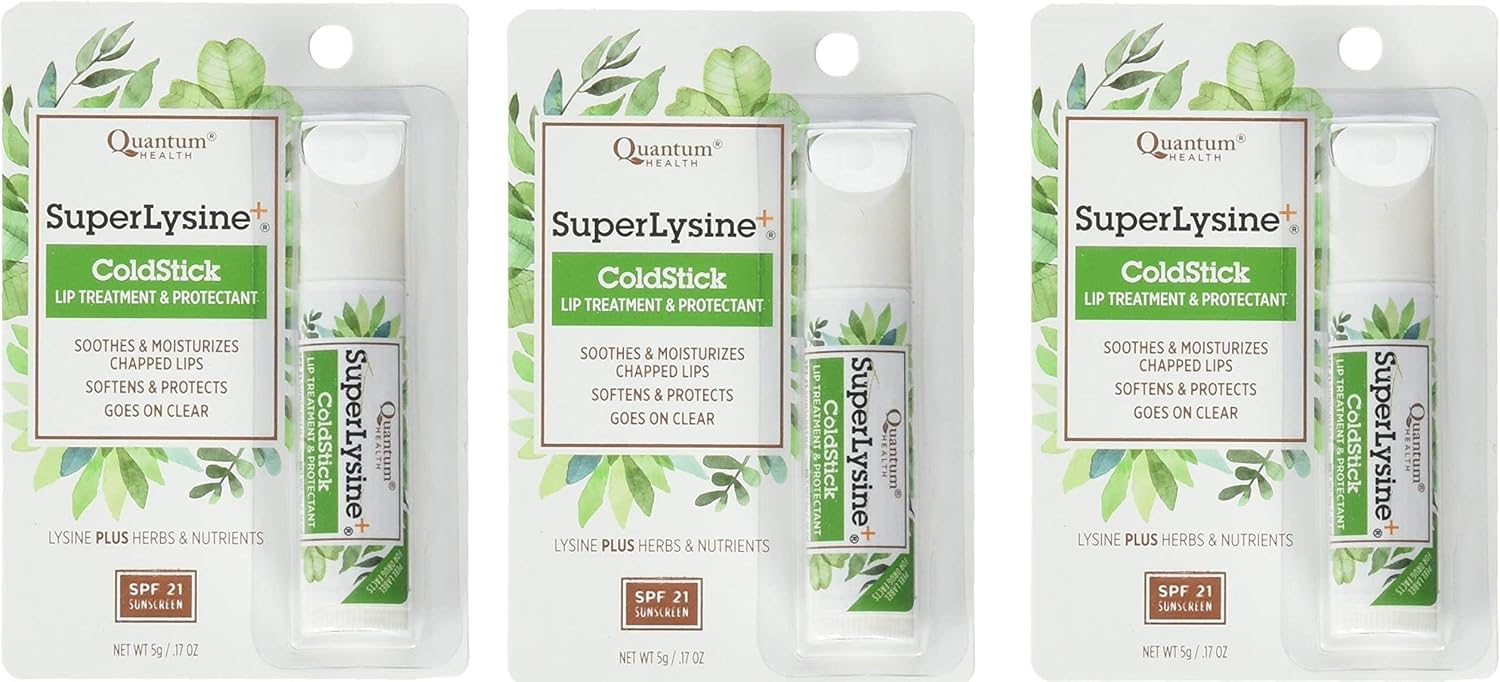 Super Lysine Plus+ ColdStick, SPF 21, Regular 0.18 oz (Pack of 3) by Quantum Research: Health & Personal Care