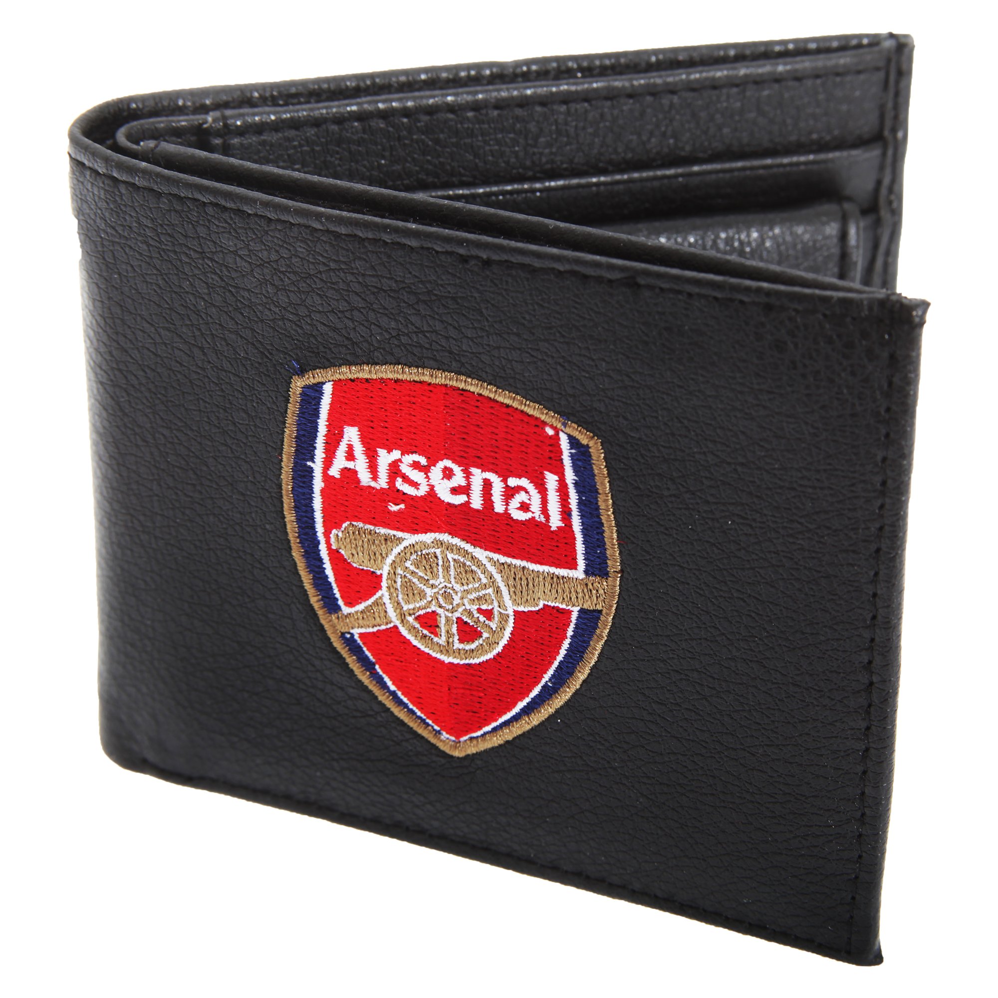 Arsenal FC Mens Official Leather Wallet With Embroidered Football Crest (One Size) (Black)