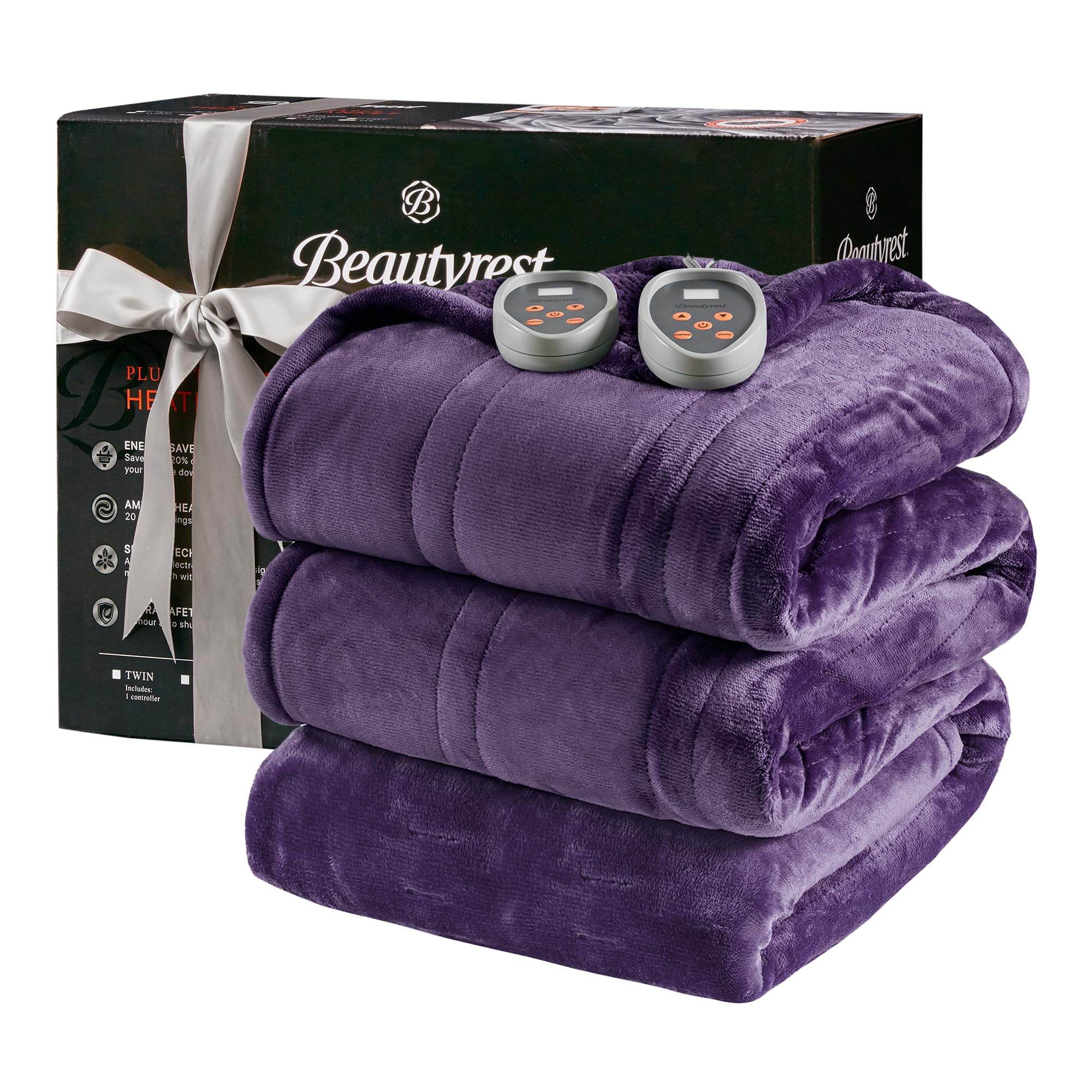 Photo 1 of Beautyrest Heated Blanket, Electric Blanket, Soft, Warm, Reversible Plush - Sherpa Heating Blanket with 20 Heat Settings, 1-10 hrs Timer Auto Shut Off, Machine Washable, King (90 inx100 in), Purple