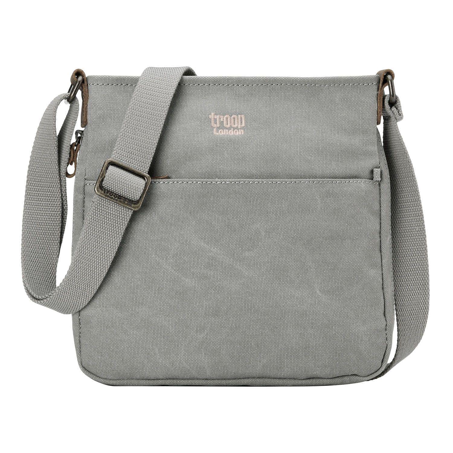 TRP0237 Troop London Classic Canvas Across Body Bag - Ash Grey