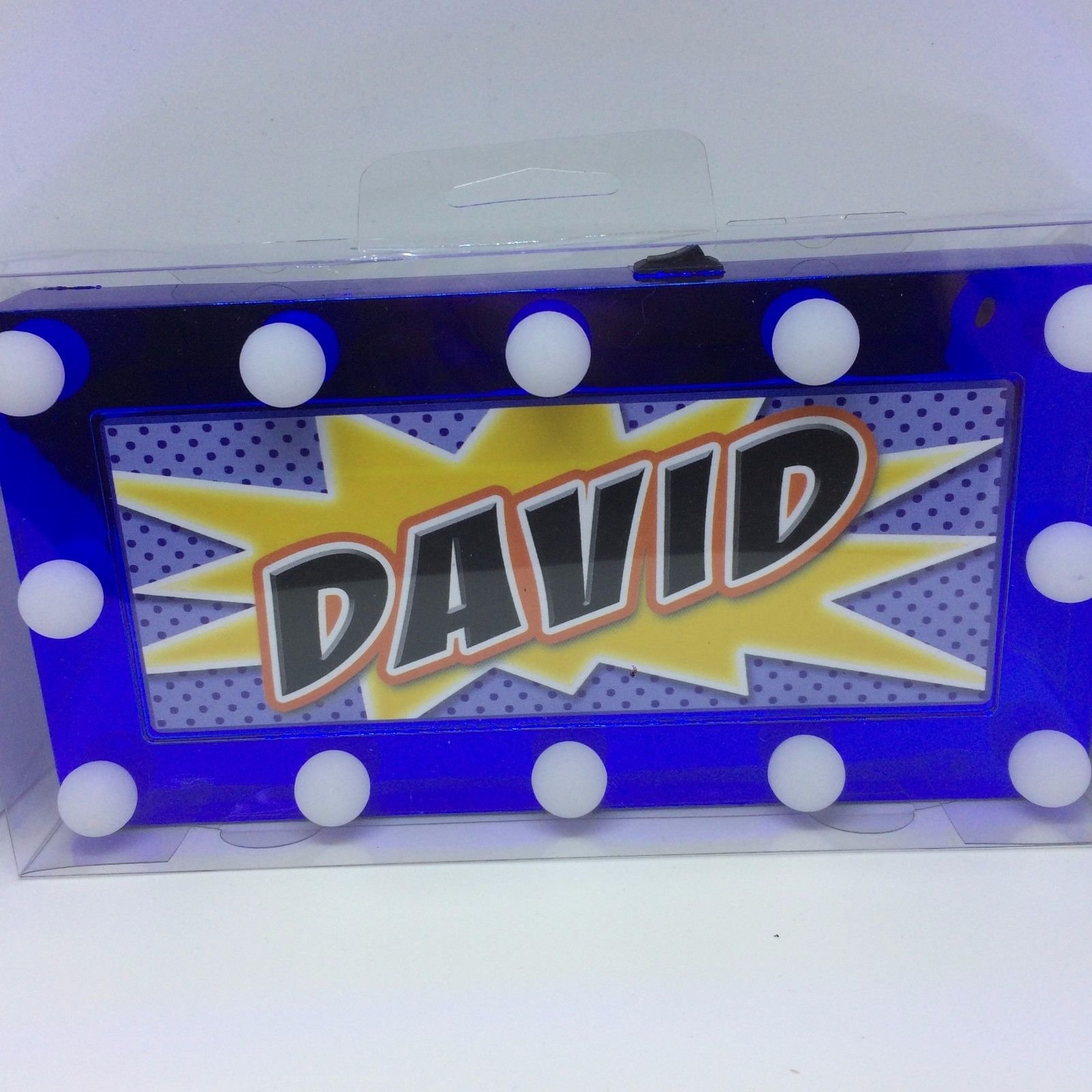 DAVID Childrens LED Personalised Name In Lights room Sign