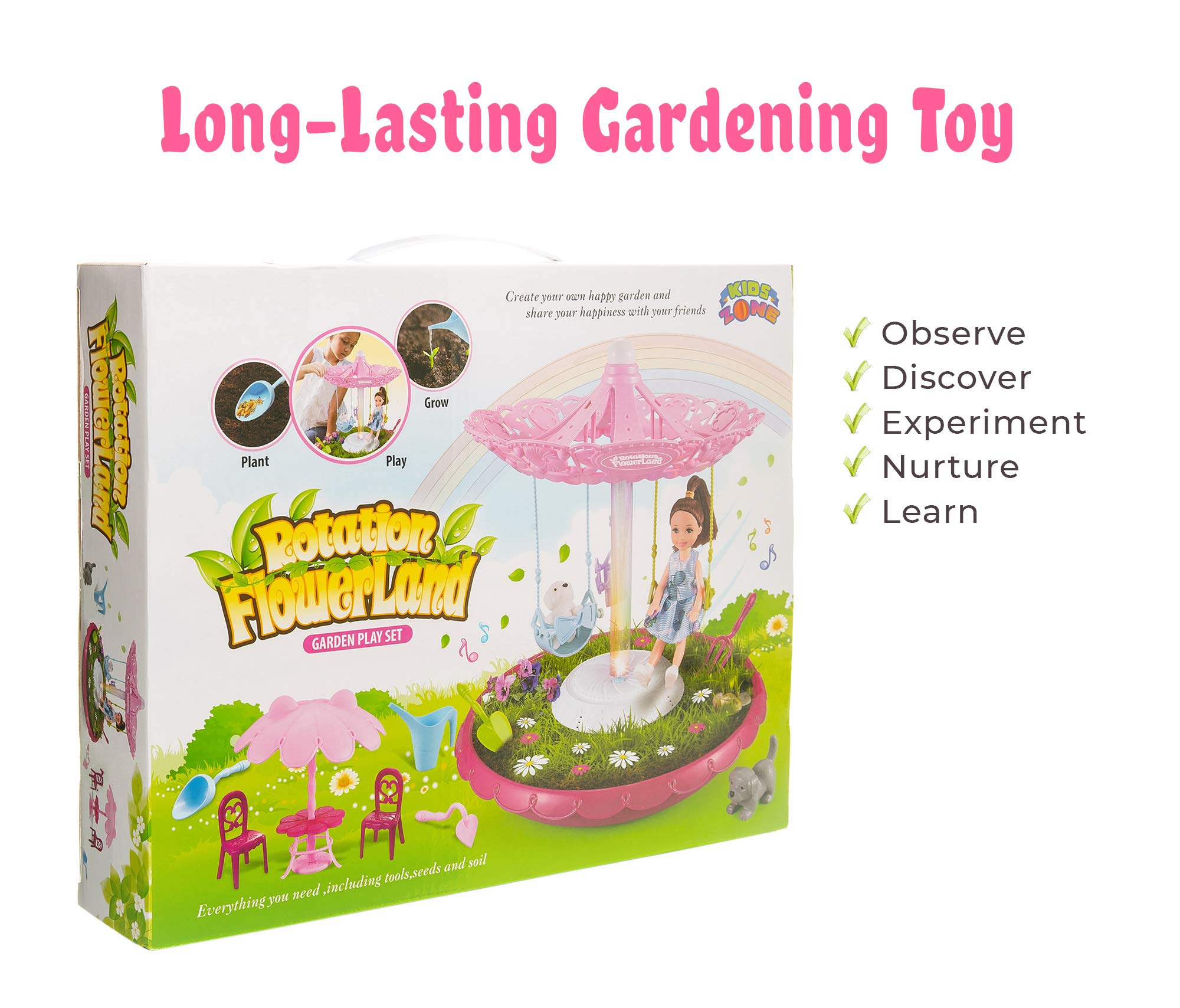 Kids Garden Set for Boys and Girls 3 - 10 Years Old - Best Fairy Gardening Gift - Grow Magic Flowers and Plants Indoor - Montessori Toy for Toddlers (Pink)