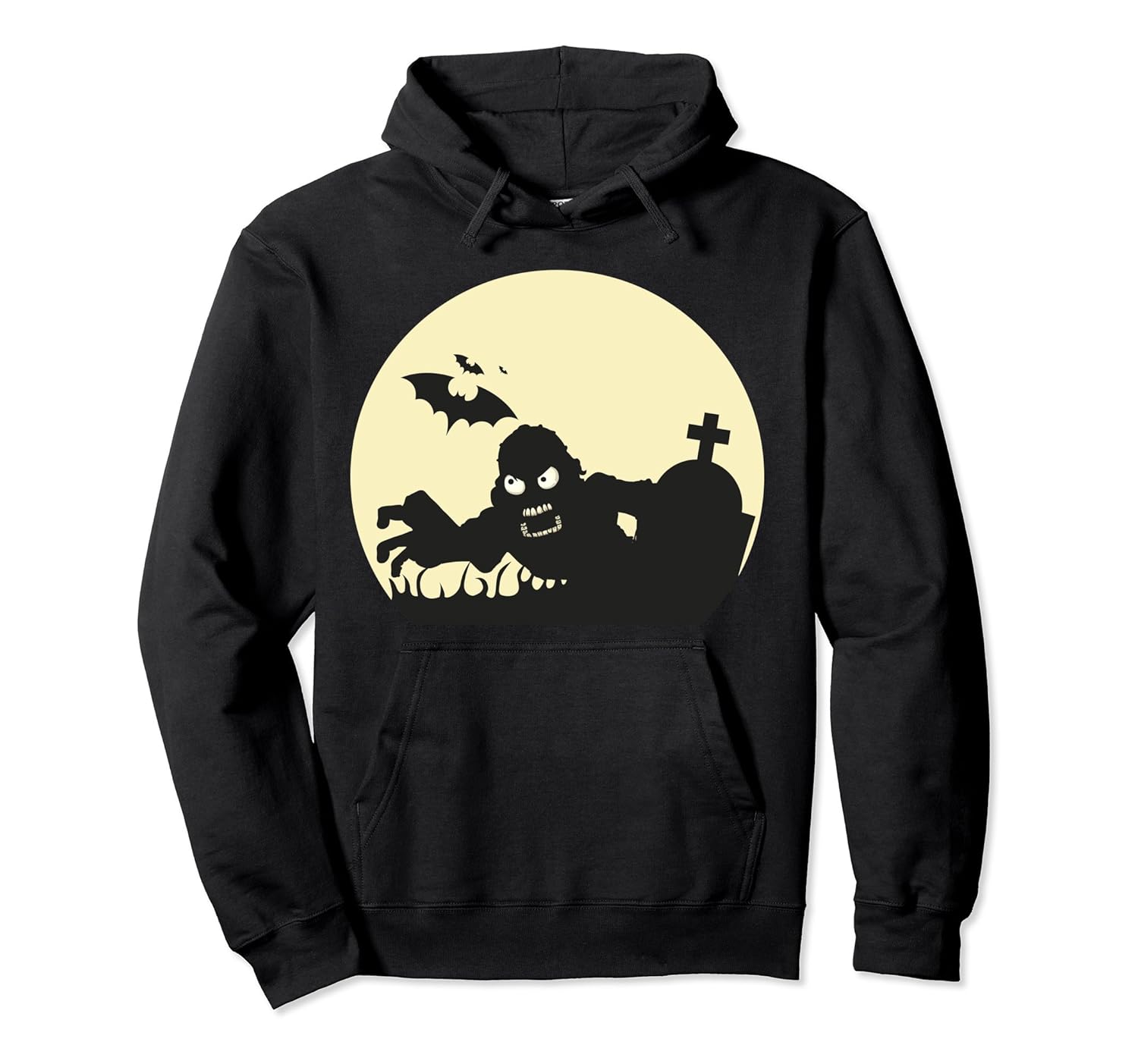 Halloween Zombie Hoodie Full Moon Bats Graveyards Hoodies- TPT