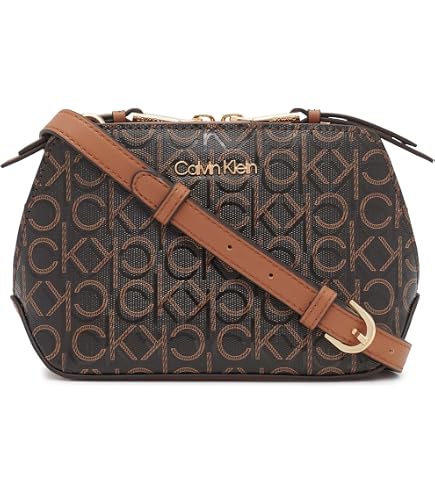 Calvin Klein Women's Elaine Signature Key Item Flap Backpack, Brown/Khaki/Luggage Saffiano, One Size : Clothing, Shoes & Jewelry