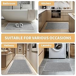 MIULEE Set of 2 Waffle Bathroom Rugs, Boho Bath