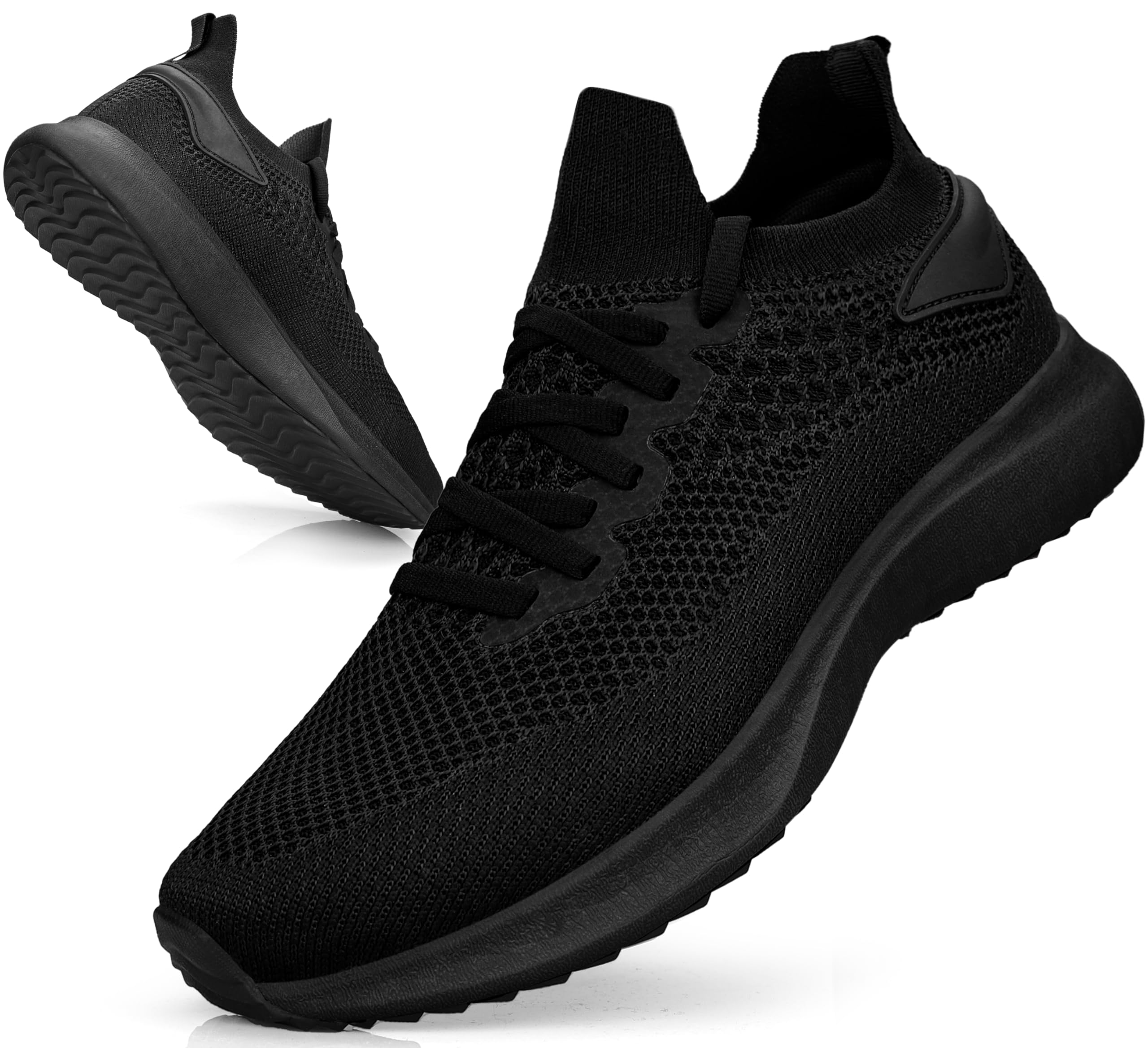 Giniros Sportschuhe Herren Turnschuhe Laufschuhe Sneaker Leichtgewich Atmungsaktiv Schlüpfen Walkingschuhe Casual Schuhe Tennis Fitness Jogging Schwarz 43EU