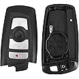 X AUTOHAUX 4 Button Replacement Keyless Entry Remote Control Key Fob Case Cover for BMW 1 2 3 4 5 6 7 Series X3 M2 F Series 235ix 320 E90 E92 E93 X5 F10 F20 F30 F40 No Chip Black