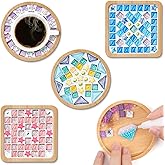 CUTEPLAN 4-Pack DIY Glass Mosaic Tile Art Craft Kits with Wooden Coasters Ideal for Adults Women Kids & Teens Gift for Grandparents Day Christmas