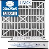 Air Bear 20x25x5 Pleated HVAC Air Filter MERV 8 (2-Pack) (actual size: 19.75" x 24.25" x 4.9" in.) compatible part number 255649-102