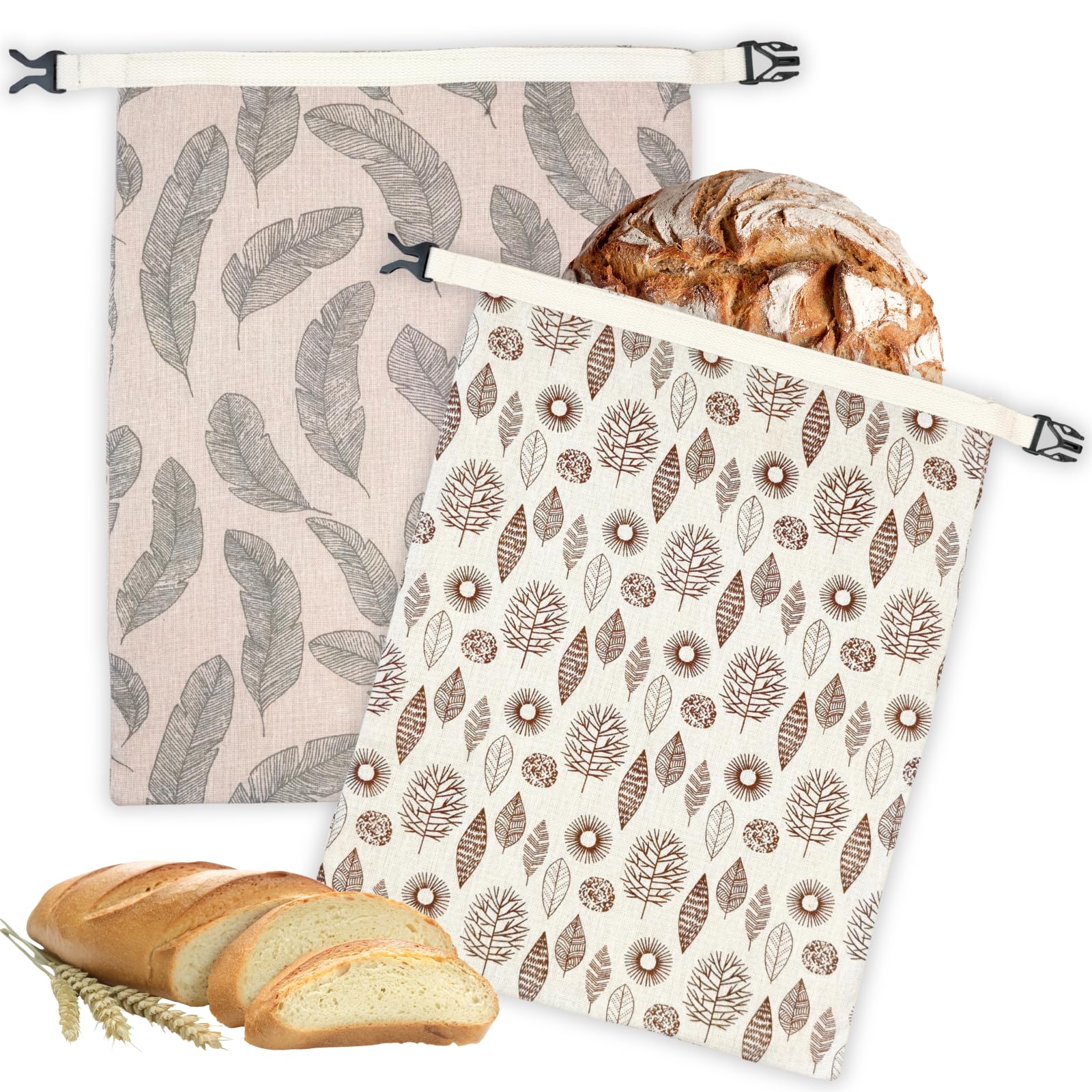 Photo 1 of 2 Pack Beeswax Bread Bags for Homemade Bread with Zipper, Large 13x17'' Reusable Beeswax Sourdough Bread Storage Bag, Keep Loaves Fresh Longer, Freezer Safe & Airtight, Natural, Zero Waste