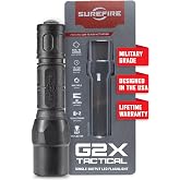 SureFire Handheld LED Flashlight - G2X Tactical 600 Lumens 8,700 Candela | G2X Tactical Dual Output Hybrid Beam LED Flashlight w/ Click Tailcap Switch - Mil-Spec Hard Anodized IPX7
