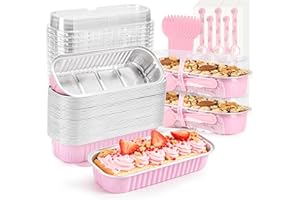 LOKQING 50 Pack Mini Loaf Pans with Lids Rectangle Individual Cake Pans Aluminum Foil Pans for Large Gatherings Picnics Vacat
