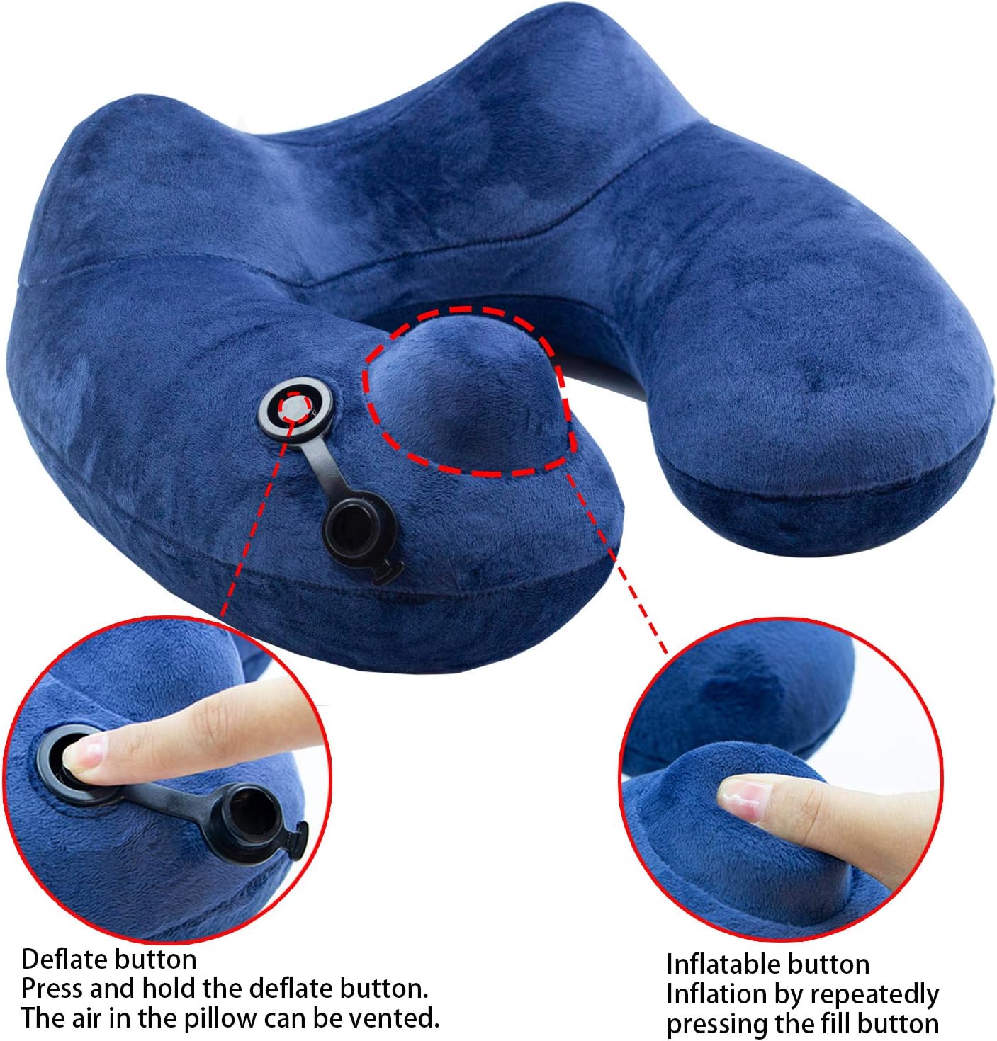 AUNEWSING Inflatable U-Shaped Travel Pillow for Airplane Folding Portable Neck Pillow for Office＆Home,with Eye Mask,Earplugs,and Storage Bag: Home & Kitchen