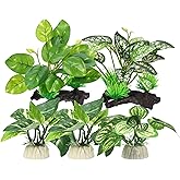 CAPASTEC 5Pcs Silk Aquarium Plastic Plants Fish Tank Decor for Fish Green A | Green Aquarium Driftwood Decorations, Soft Goldfish Betta Big Tank Accessories