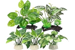 CAPASTEC Aquarium Plastic Plants, Driftwood Betta Silk Plants, Silk Plants Aquarium Set Decor, Silk Aquarium Plants for Betta Fish (Green, 5pcs)