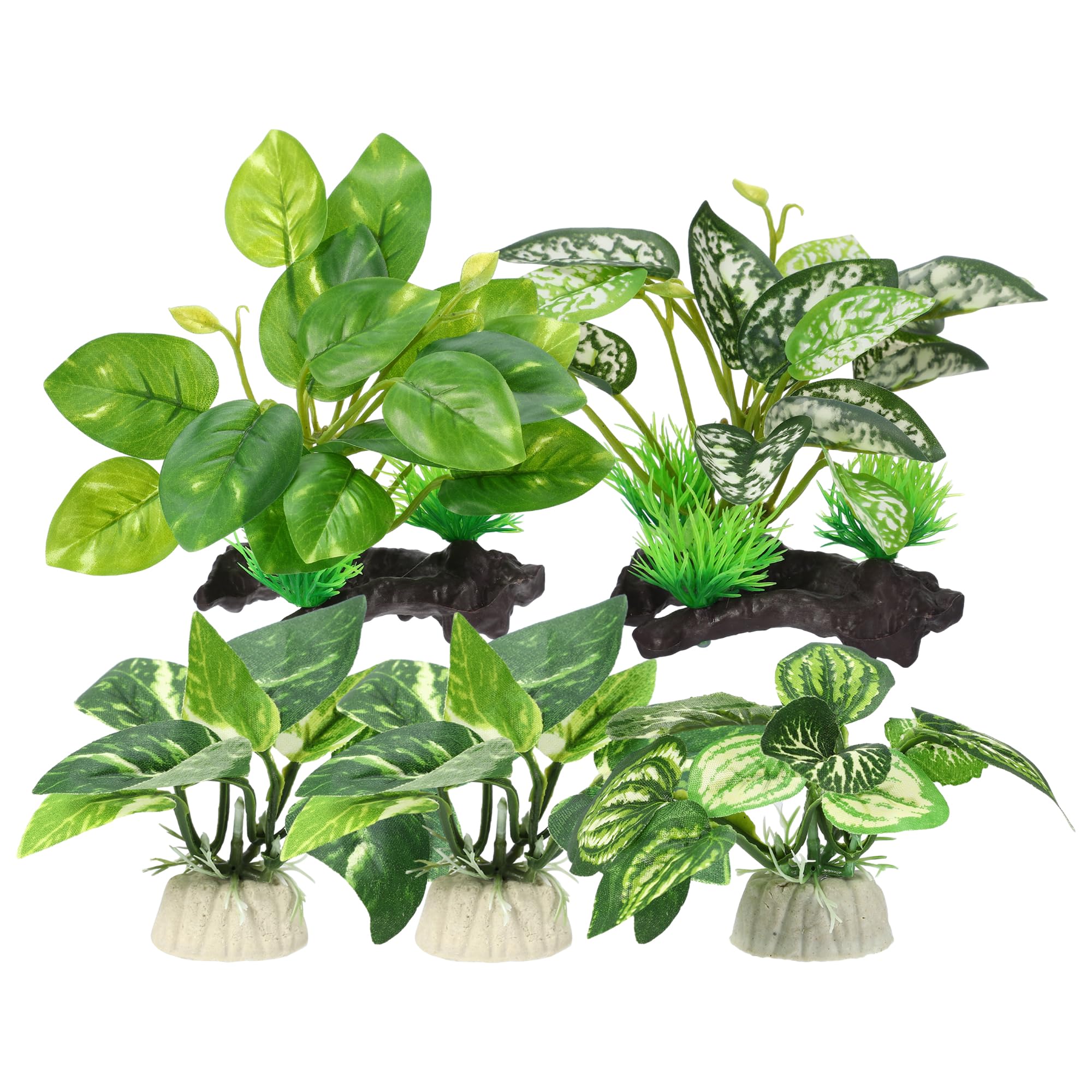 CAPASTEC, 5pcs Aquarium Plants for Betta Fish, Plastic Plants for Fish Tanks Decor, Green, 16cm-8cm / 6.30"-3.15"
