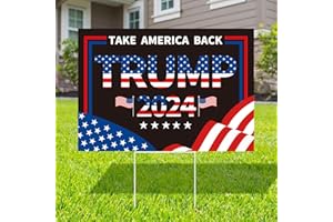 Probsin Trump 2024 Yard Sign with Metal H Stakes Double Sided 12" x 17" Trump Take America Back Black Signs Voted for Trump Outdoor Decorations for Indoor Outdoor Lawn, Garden, Window, Party Supplies