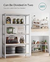 SONGMICS 5-Tier Steel Shelving Unit 60 x 120 x 200 cm Boltless 750 kg Silver view 6