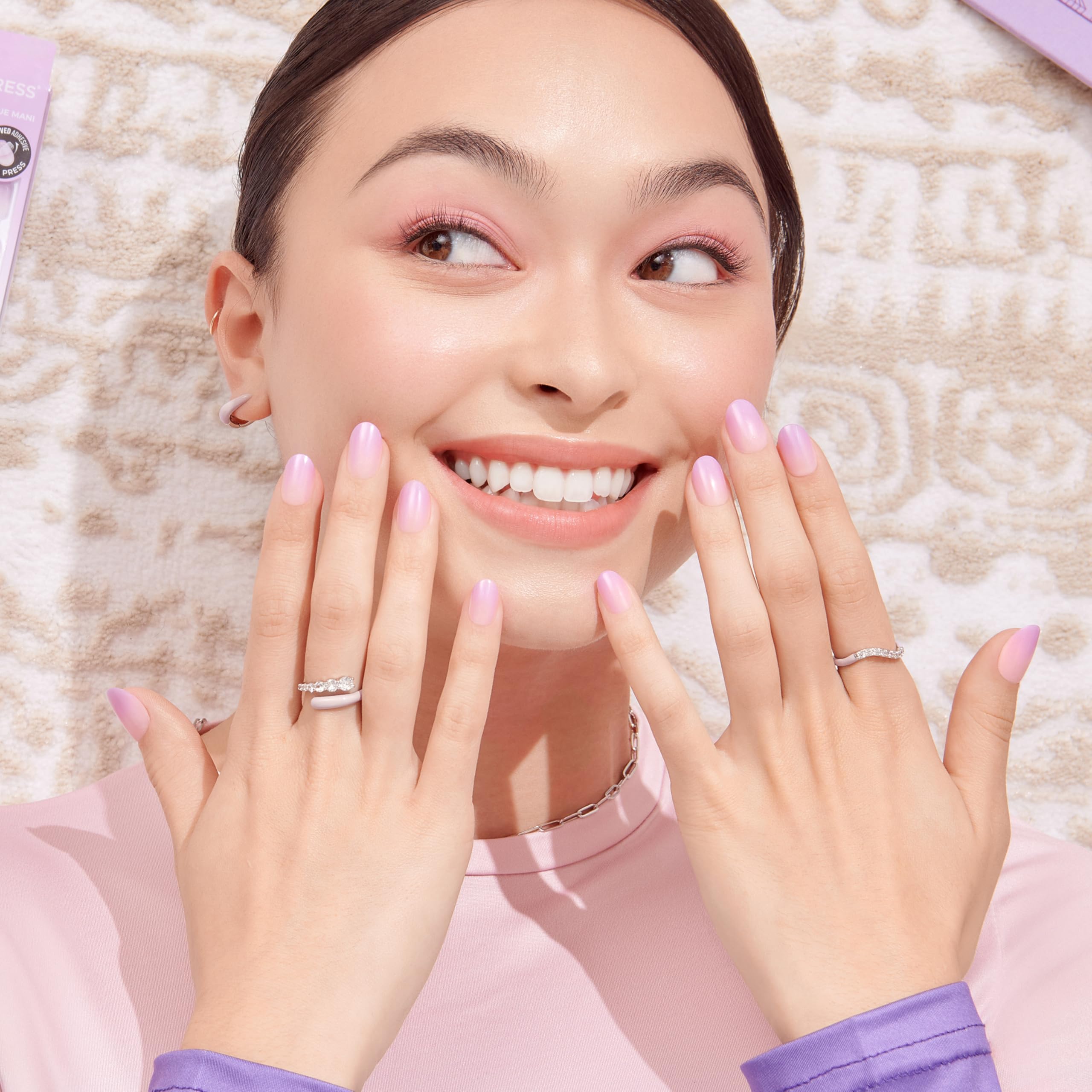 imPRESS Color Ombre Press On Nails, 'Take A Chance', Purple, Short Oval, PureFit Technology, Patented Super Hold Adhesive, Chip Proof, Smudge Proof, Mini Nail File, Manicure Stick & 30 Fake Nails - Image 5