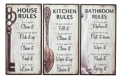 Plaques Wood Sign In Our Home Family Rules Family Sign Farmhouse