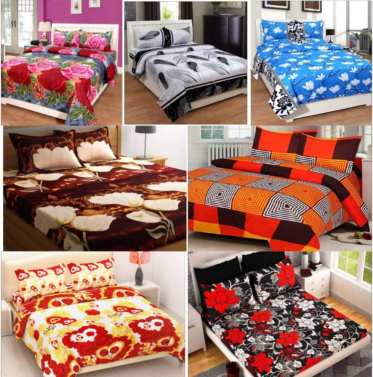 RS Home Furnishing Cotton 125 TC Bedsheet (Double_Multicolour)