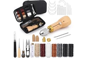 TNTLEAYS 41 PCS Sewing Awl Kit with Storage Bag - Featuring Quick Sewing Awl, Leather Sewing Needles, Rolled Wax Thread, and Essential Tools - Ideal Leather Sewing Kit for DIY Repair and Crafts