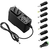 ALITOVE 5V 2A Power Supply Adapter Charger 5 Volt 10W AC 100-240V 50-60Hz Replacement Power Cord 2000mA 1500mA 1A with 8 Tips for Security Camera Baby Monitor Digital Photo Frame TV Box LED Light