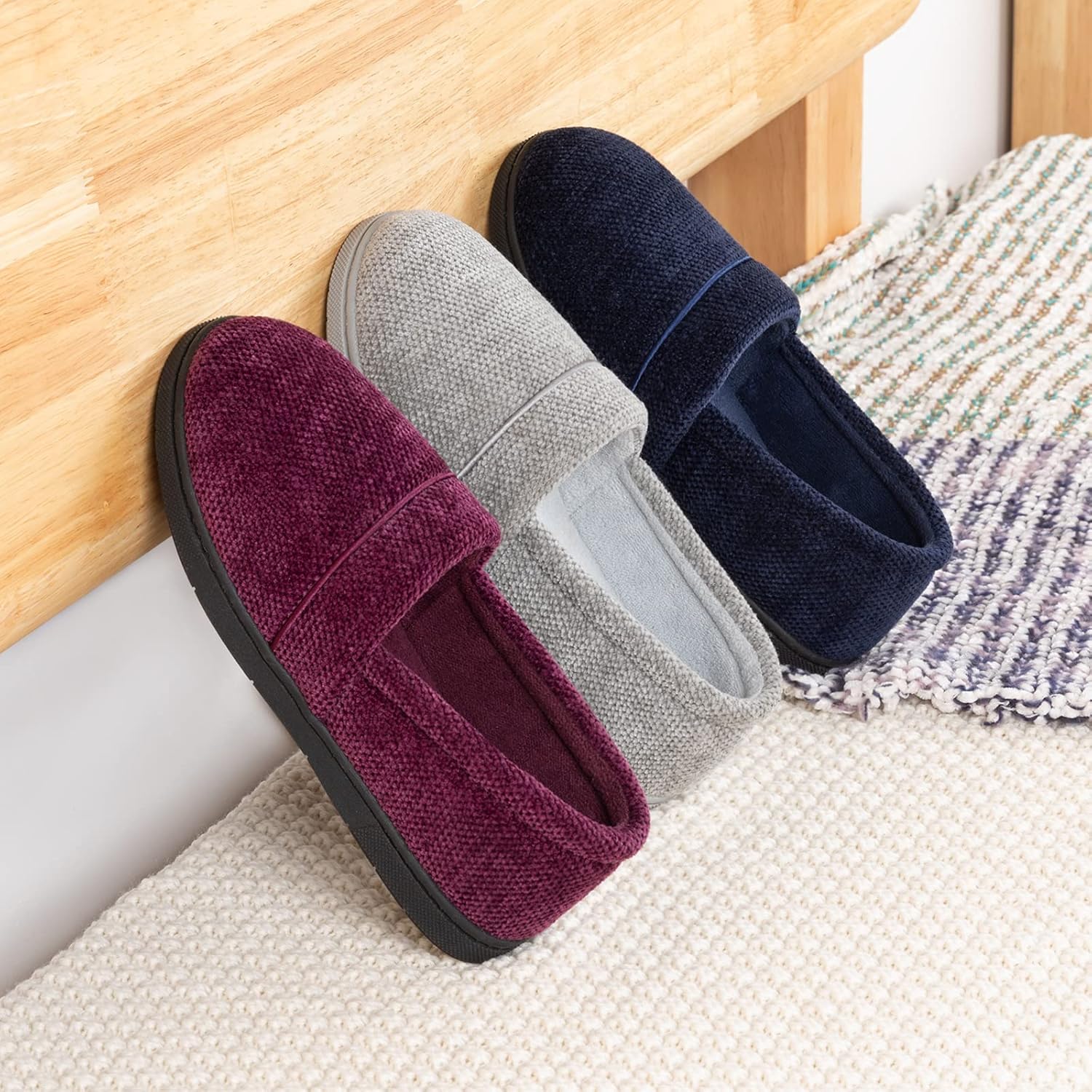  | ULTRAIDEAS Women’s Cozy Memory Foam Slipper, Lightweight Chenille House Shoes with Indoor Anti-Skid Rubber Sole | Slippers