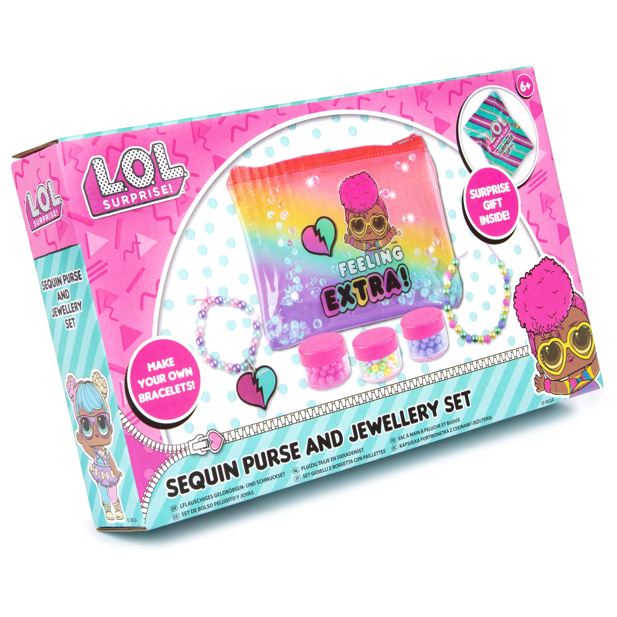 LOL Surprise! Glitter Purse & Jewellery Set for Girls – LOL Make Your Own Jewellery Set Includes LOL Glitter Purse, Beads, LOL Charm and LOL Surprise Bag – Gifts for Girls
