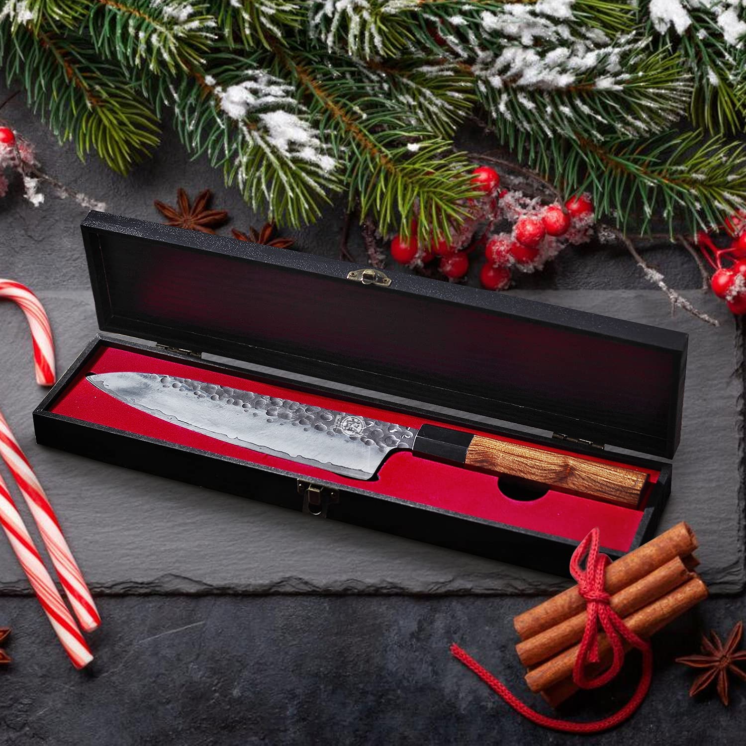 MITSUMOTO SAKARI Handgeschmiedetes Küchenmesser, 22 cm Gyuto Kochmesser 9