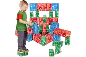 EP EXERCISE N PLAY Cardboard Building Block, EXERCISE N PLAY 40pcs Extra-thick Jumbo Giant Building Blocks in 3 Sizes for Kids