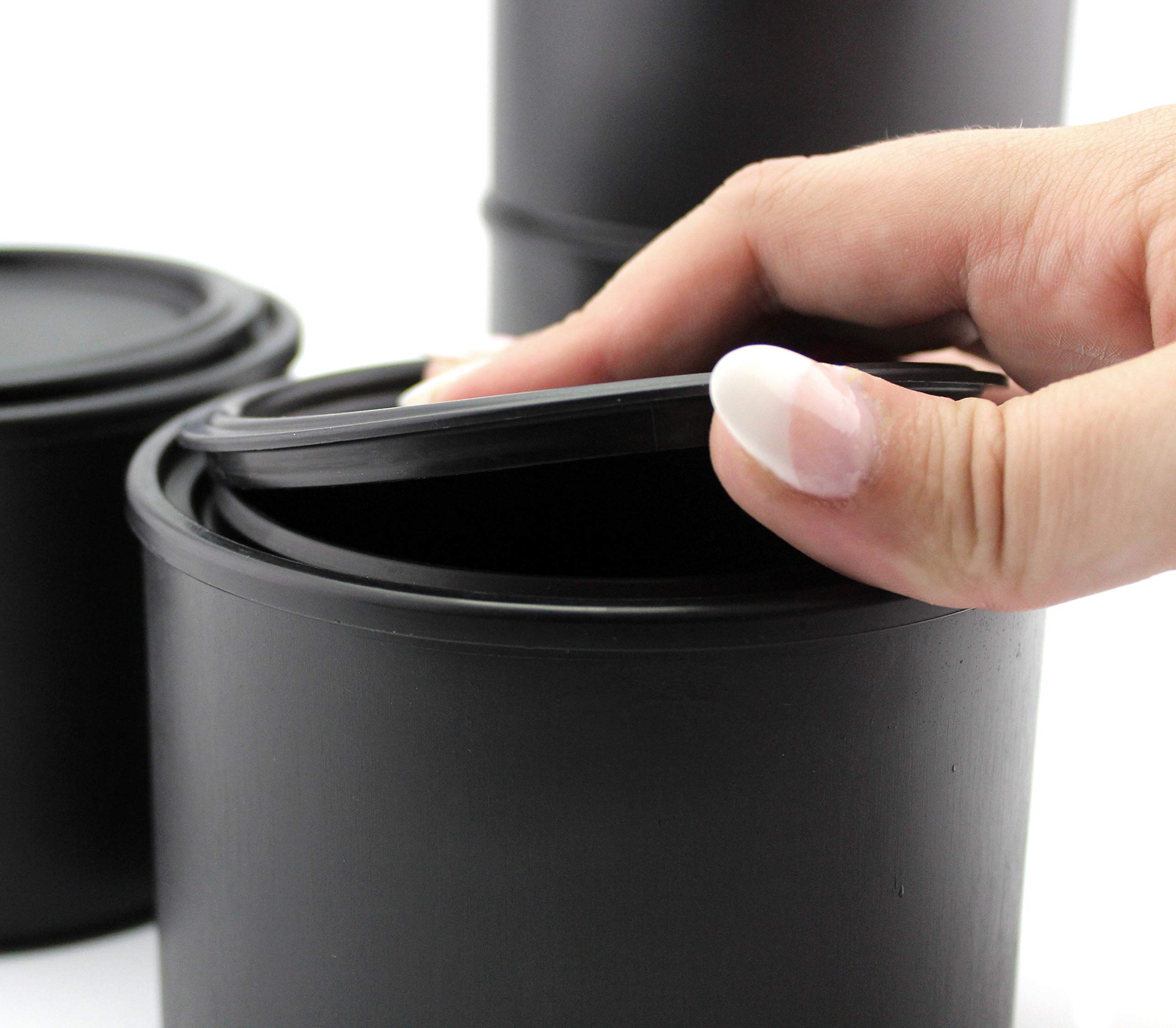 Pint Size Black Plastic Paint Cans (4Pack); ½ Liter All Plastic Cans
