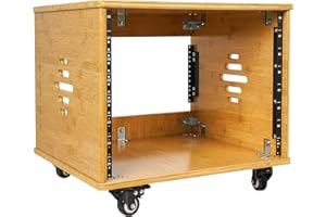 Sound Town DIY 8U Solid Carbonized Bamboo Studio Rack w/ 16" Depth, Ventilation, Rubber Feet, Casters for Recording Room, PA/DJ Equipment, Home Audio (STBR-8UW)