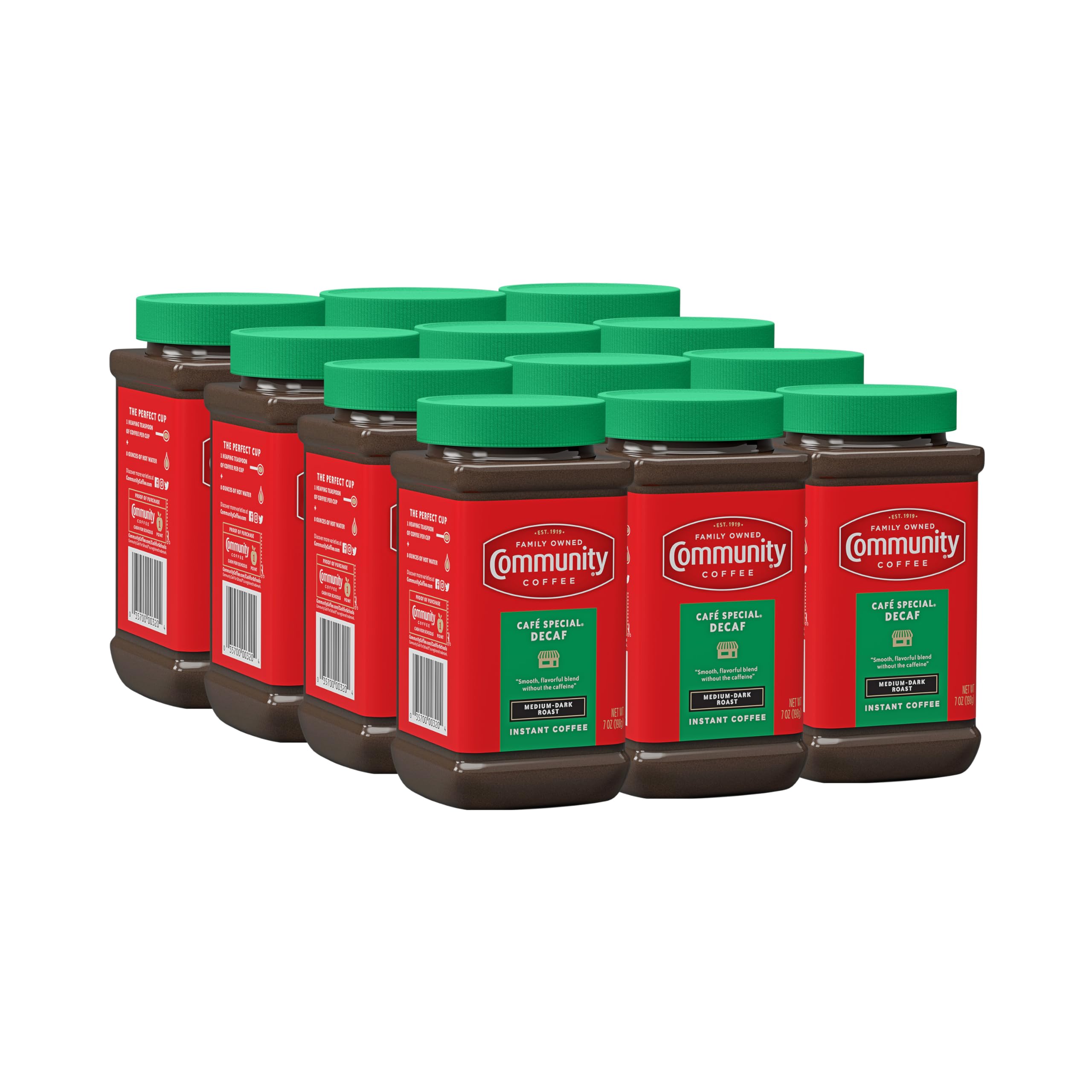 Community Coffee Café Special Decaf Instant Coffee, Medium Dark Roast, 7 Ounce Jar (Pack of 12) Image