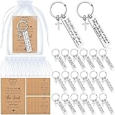 Siifert 24 Sets Christian Keychain Gifts Bible Verse Cross Keychain Bulk Religious Prayer Gifts for Men Women(Silver, Rectangle)