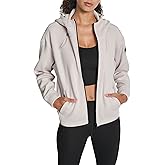 DKNY womens Sweater Fleece Full Zip Hoodie Sweatshirt With Bungee