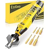 EzzDoo Electric Cordless Chainsaw Sharpener Kit - Portable 12V Chain Saw Sharpener Tool with 6 Titanium-Coated Diamond Bits(Wheels) &amp; Angle Guide - Easy to Use for All Chainsaw Chains.