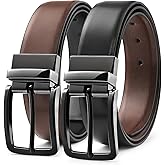 MILORDE Men's Reversible Dress Belt, Handmade, 100% Cow Leather, Fashion & Classic Designs for Work Business and Casual